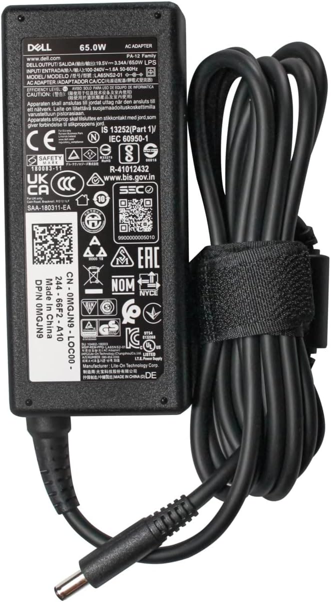 Genuine Dell 65W 19.5V 3.34A AC Adapter Slim Black 4.5mm x 3.0mm Refurbished
