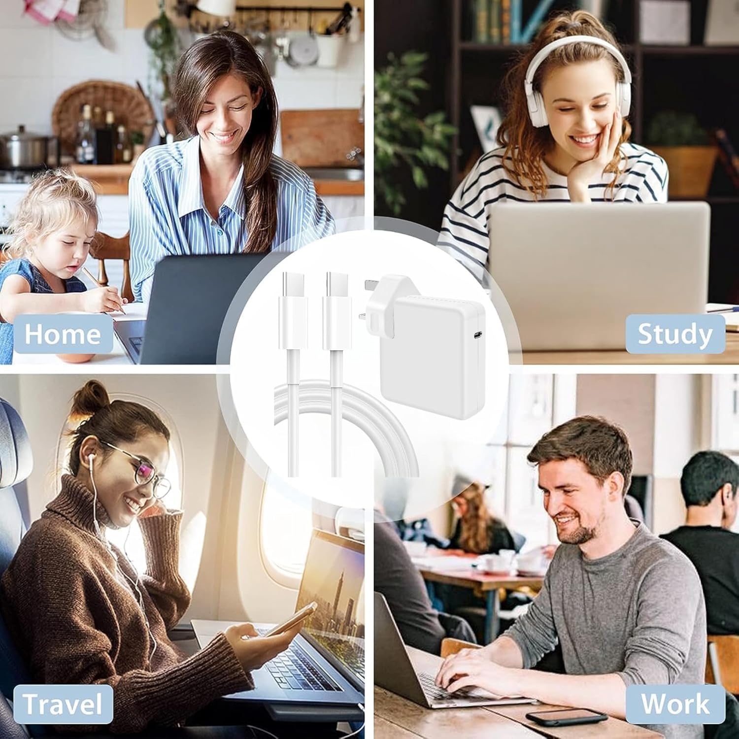 96W USB-C Replacement MacBook Chargers 96W for MacBook Pro/Air 16"/13" (2016 - 2024)