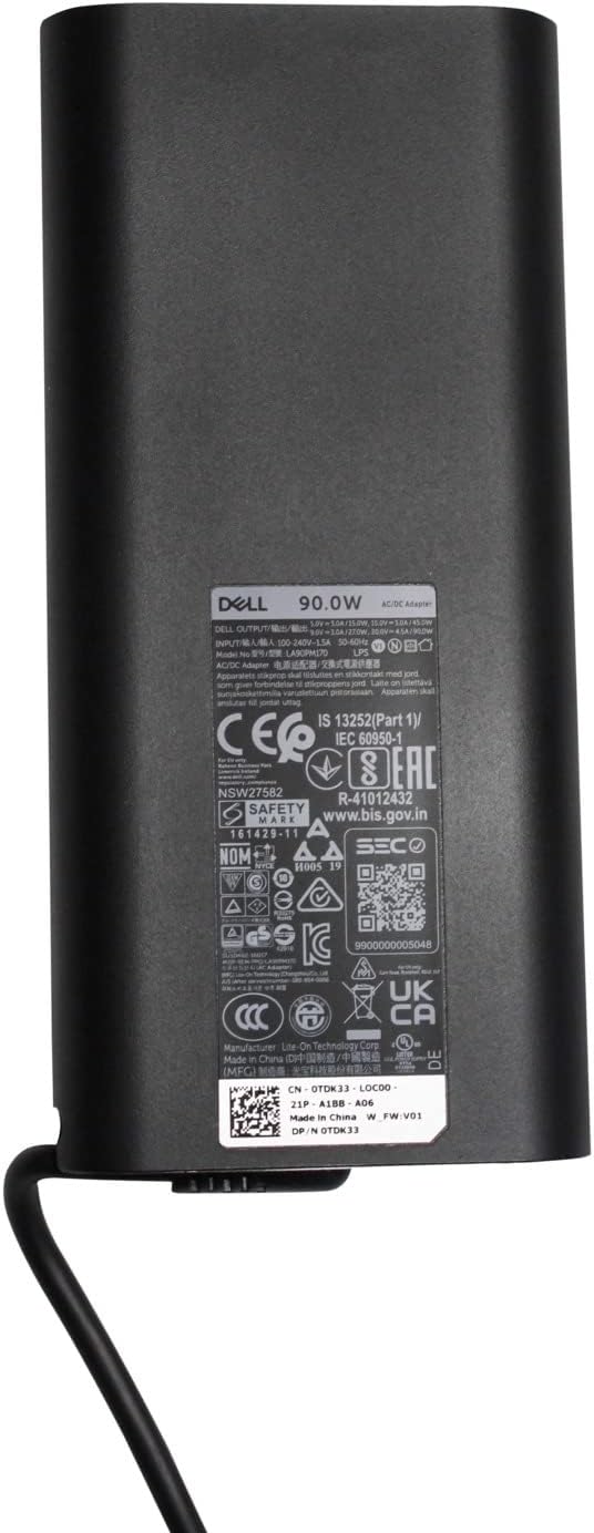 Genuine Dell 90W USB-C AC Power Adapter - 20V 4.5A PSU + UK Mains Cable - Refurbished