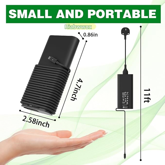 130W USB C Laptop Charger Compatible With Dell XPS 15 9500 9510 9520 9530 9575 2in1,XPS 17 9700 9710 9720 9730,Precision 5560 5570 5530 5550 5750 5760 5770 3560,Latitude,Type C Power Adapter