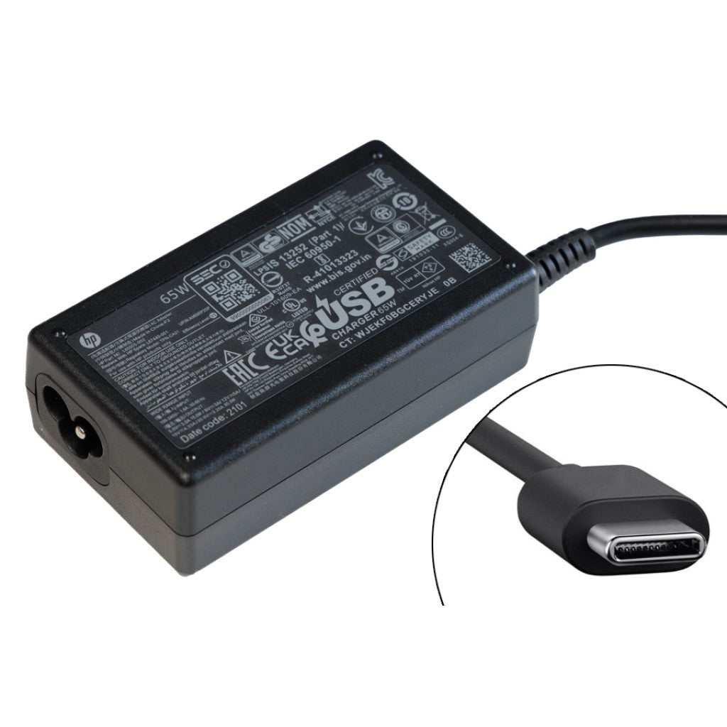 Geniune HP 65W USB-C Laptop Charger for HP Laptops - Refurbished